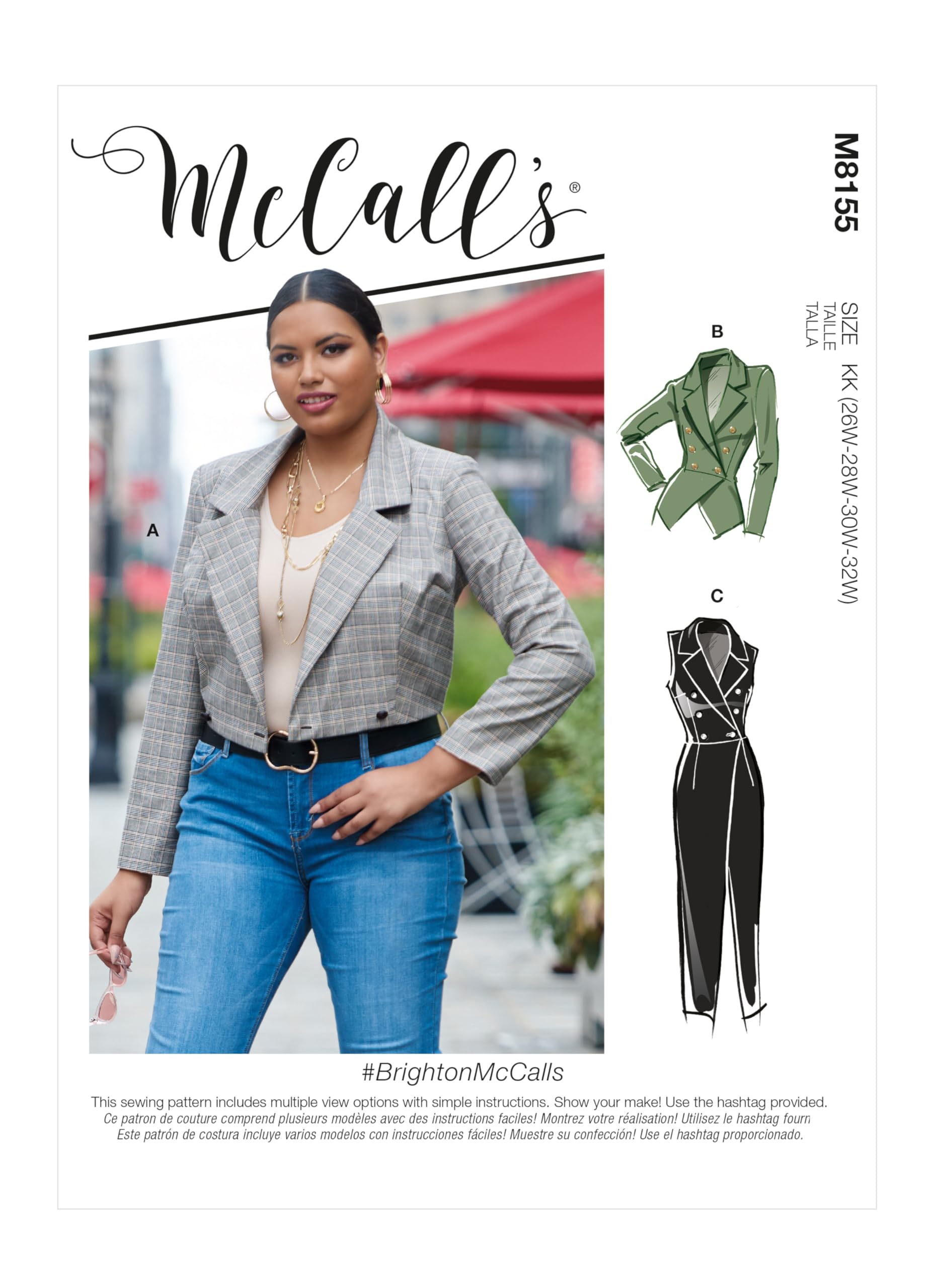 McCall's M8155B5 8-10-12-14-16 Misses/Plus Size Jacket, Paper, White