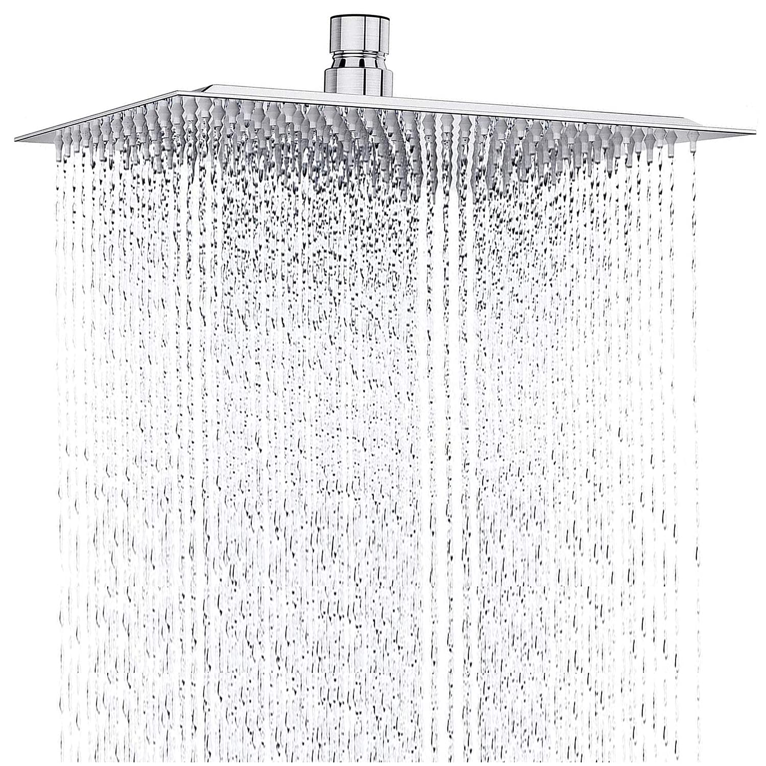 Drenky Rainfall Shower Head Powerful High Pressure 12 '' Large Square Fixed Shower Head Stainless Steel Universal Rain Replacement Adjustable Showerhead with Swivel Ball Ultra Thin Showerhead