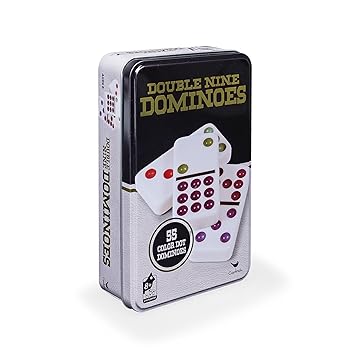 Cardinal Double Nine Color Dot Dominoes in Color Collectors Tin