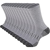Heatuff Men’s 6 Pairs Crew Athletic Work Socks Performance Cushion Moisture Wicking Socks