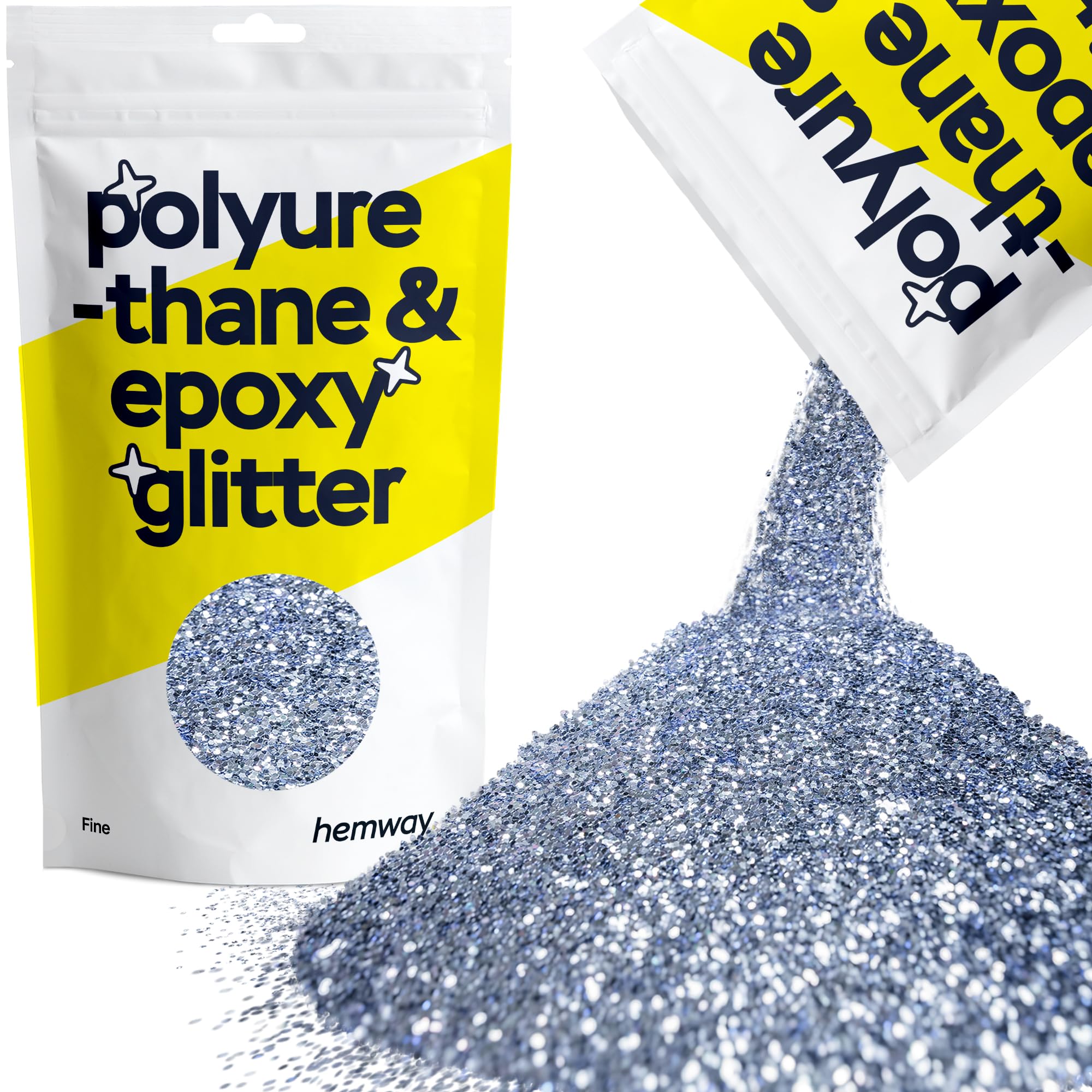 Hemway Resin Glitter Azure Blue 100g Fine | Polyurethane & Epoxy Glitter for Resin Crafts, Tumblers, Coasters, Floor & Table Art