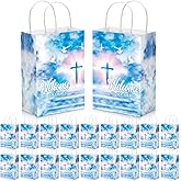 Chuangdi 50 Pcs Church Welcome Bags 5.91 x 3.15 x 8.27 Inches Religious Gift Welcome to Our Church Paper Bags with Handles for Hotel Birthday Bulk Baptism Guest Party Favor Supplies (Peace Doves)