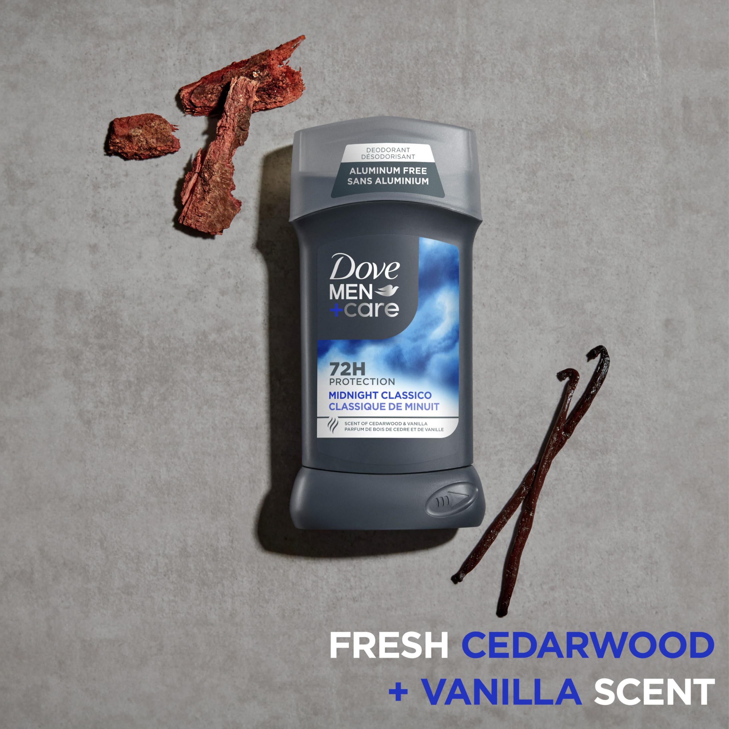 DOVE MEN + CARE Dove Men+Care Deodorant Stick for Men 3 Count Midnight Classico Aluminum Free 72-Hour Odor Protection Mens Deodorant with Essential Oils & 1/4 Moisturizing Cream 3 oz