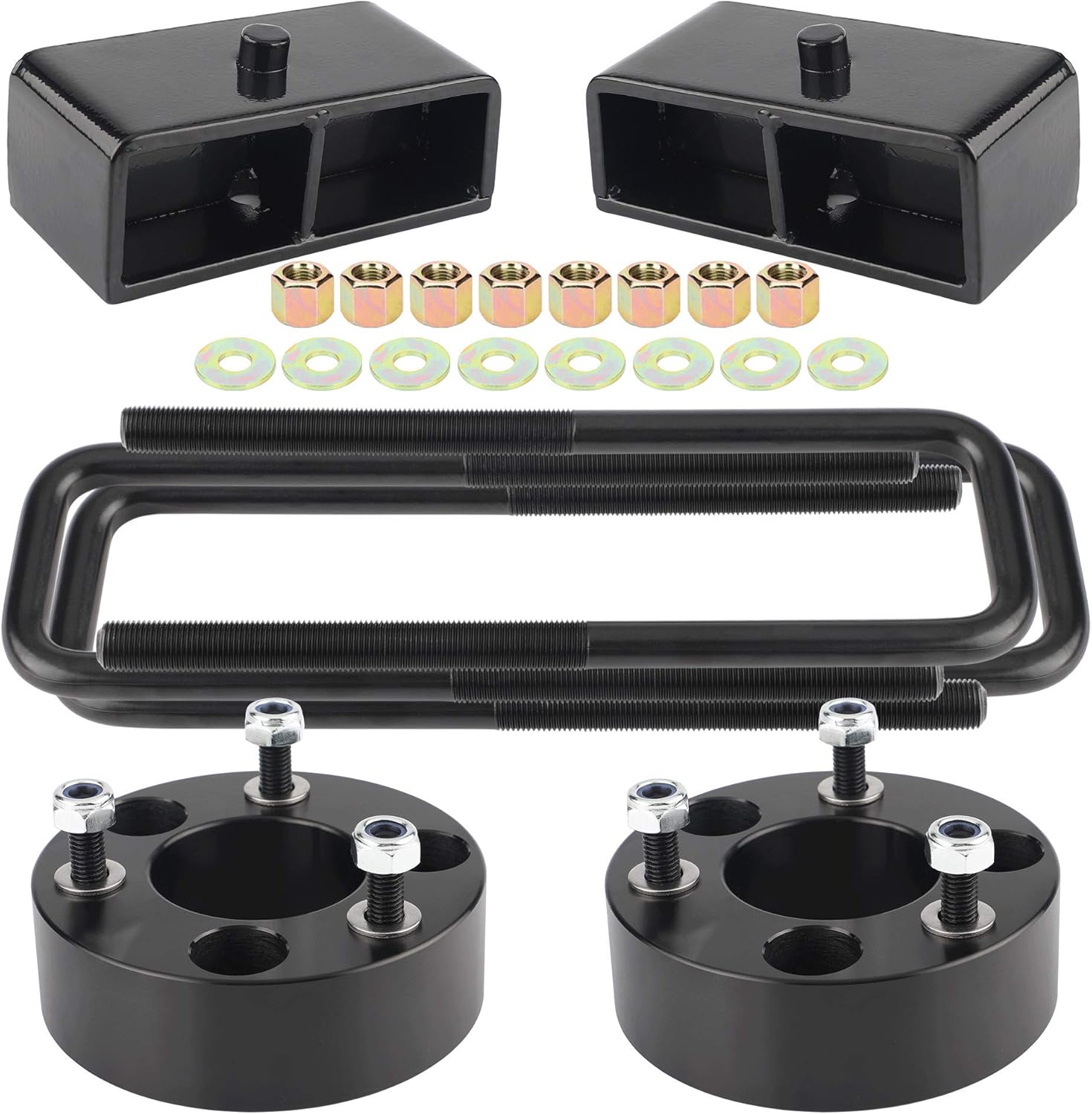Black 2 And Spacers Strut Front 3 Frontier For Kit Lift Leveling 2r 3f Leveling 2x2 4x4 2wd 4wd Frontier 05 With Compatible U Bolts Square Extended Kit Block Lift Body Suspension Lift
