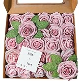 Meldel Artificial Flower 25pcs Real Touch Blush Pink Rose Fake Foam Roses with Stems for DIY Wedding Bouquets Gifts Bridal Shower Faux Floral Centerpieces Arrangements Home Party Tables Decorations