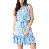 Cabana Life Women's Smocked Waist SPF Sundress, UPF 50+, Sun Protective Cover-Up, Nylon/Spandex