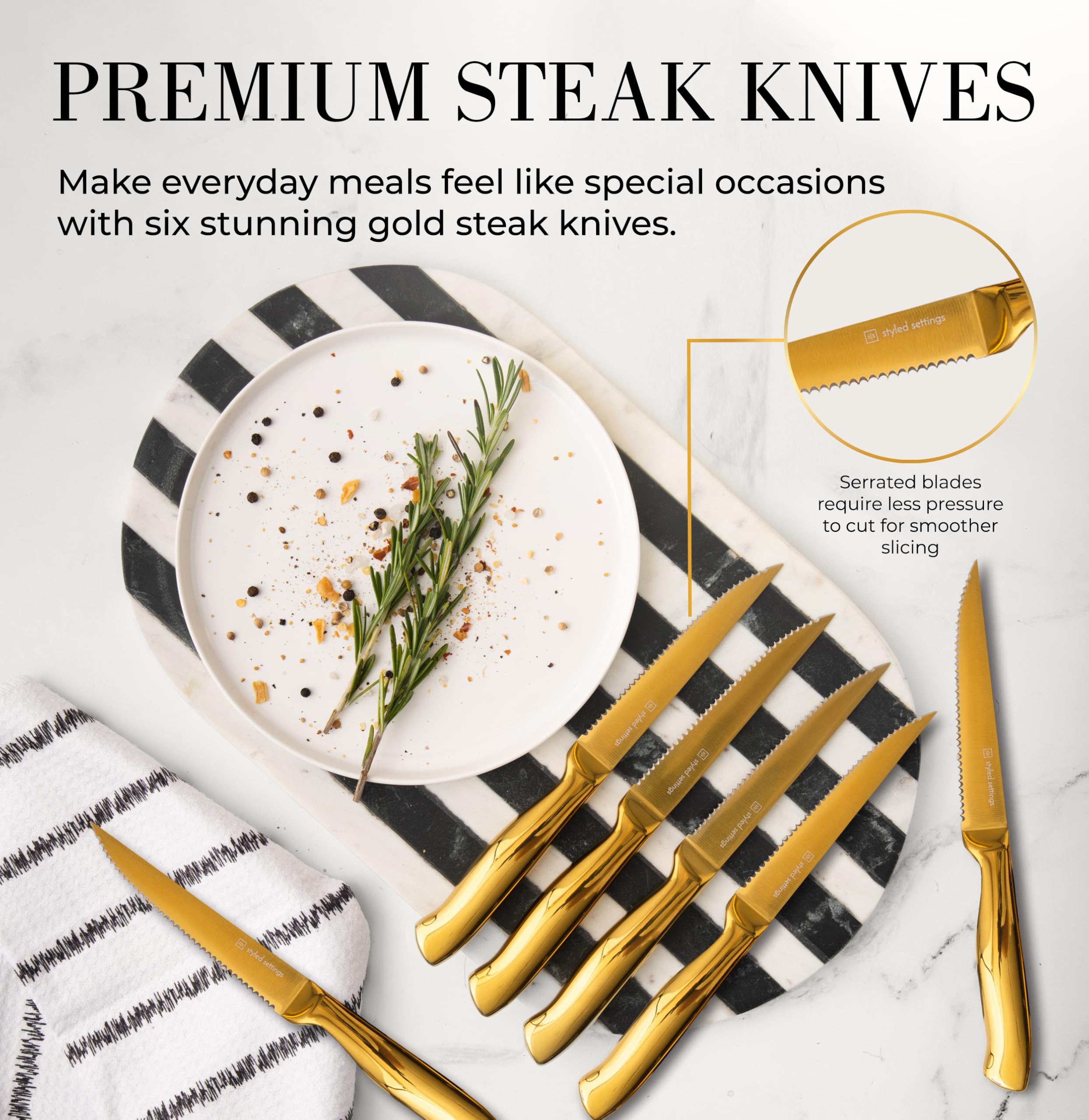 White and Gold Knife Set