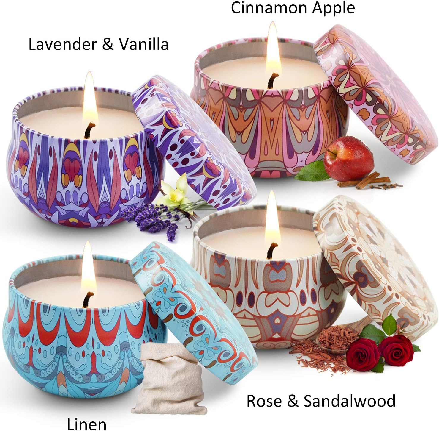SCENTORINI Candle Gifts for Women Scented Candles, Soy Wax, Valentine's Day, Linen, Rose, Lavender, Vanilla Fragrance - Image 3