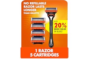Gillette Fusion5 Razor for Men, 1 Gillette Razor Handle, 5 Razor Blade Refills, with Lubrastrip, for a Close Shave