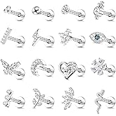 YADOCA 16Pcs 16G Tragus Piercing Jewelry Hypoallergenic Surgical Steel Tragus Earrings Internally Threaded Flat Back Medusa Labret Lip Conch Cartilage Stud Earrings for Women