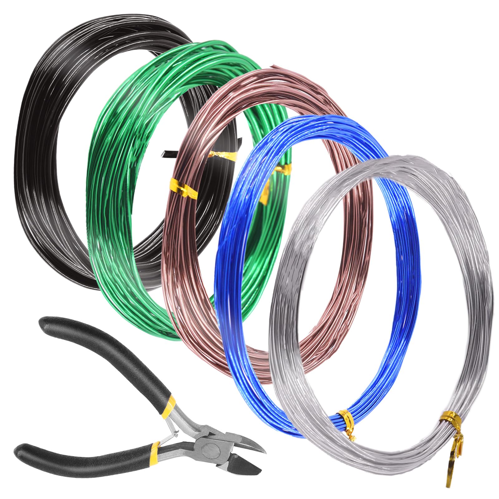 Rustark 6Pcs 5 Colors Bonsai Training Wire with Wire Cutter Kit, Anodized Aluminum Bonsai Wire Tools for Holding Bonsai Plant Branches Small Trunks - 82 Feet 0.8MM 1.0MM 1.5MM 2.0MM 3.0MM