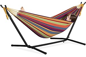 PNAEUT Double Hammocks with Stand for Outside, Space Saving Heavy-Duty Steel Stand for Indoor Outdoor Patio, 450 lbs Capacity
