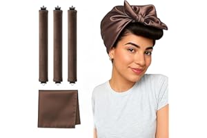 Overnight Blowout Rods | Heatless Curls Rollers Hair Curlers to Sleep In Foam Rolls Velvet Satin Long Short Curling Blow Out Look No Heat Dry Thin Thick Tools Set Soft by VISOFO (Brown, Set of 3)