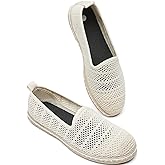BABUDOG Women's Breathable Mesh Flats Shoes, Soft Loafers Flats, White Slip on Shoes Loafer