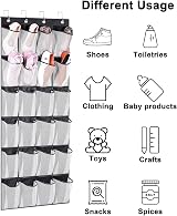 MISSLO Hanging Shoe Rack Over Door Organizer 24 Mesh Pockets Black view 4