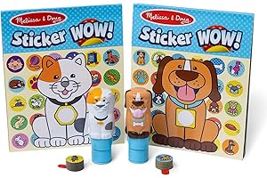 Melissa & Doug Sticker Wow!® Pets (Dog and Cat) Value Pack Arts and Crafts Collectibles - 2 Activity Pads, 2 Sticker Stampers, 2 Bonus Stacks - FSC Certified
