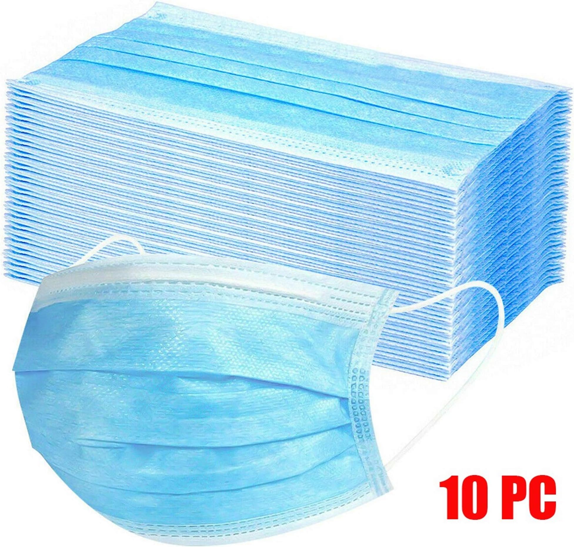 Flyalone ⭐ 10PCS Premium Face Masks in a Box, 3-Ply Face Masks, Ideal for all People, Over 99.5%, Well Protect Yourself from Dust and all Kinds of Pollution, Blue Masks 3-Layer Masks for Home & Office
