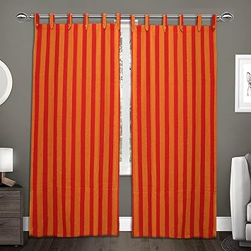 Buy Raksha Red And Orange Color Cotton Loop Door Curtains Set Of 2