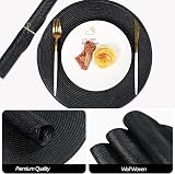 Famibay Round Placemats and Coasters Set of 4 Black 34cm 10cm view 3