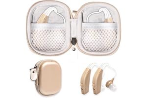 GETGEAR Designed Protective Case for Hearing Aid, Hearing Amplifier, Personal Sound Amplifier, Hearing Device, Listening Device, Strong Mini Case with Mesh pocket(Gold)