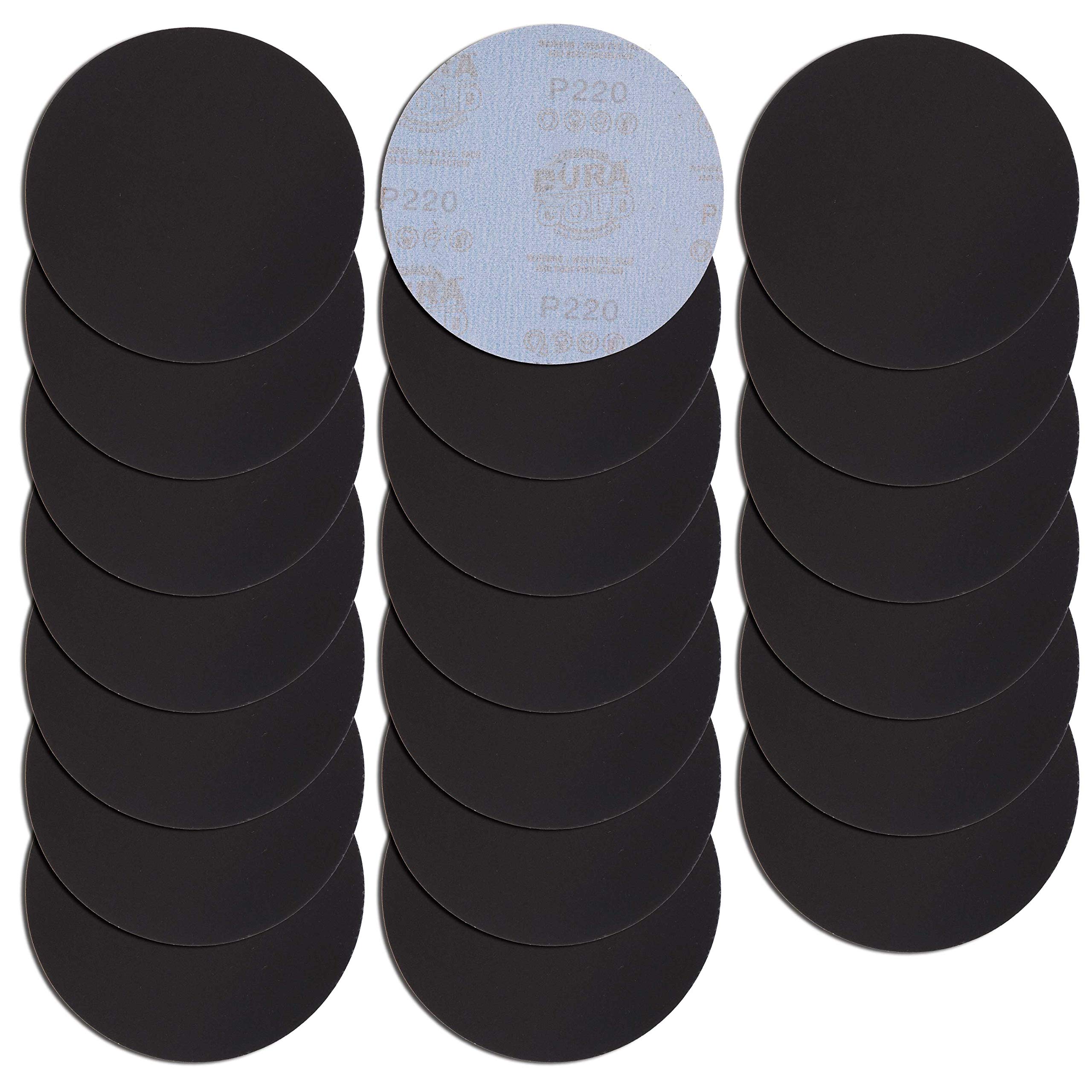 Dura-Gold Premium 6" Wet or Dry Sanding Discs - 220 Grit (Box of 20) - High-Performance Sandpaper Discs with Hook & Loop Backing, Fast Cutting Silicon Carbide - Hand Sand, Orbital Sander Car Polishing