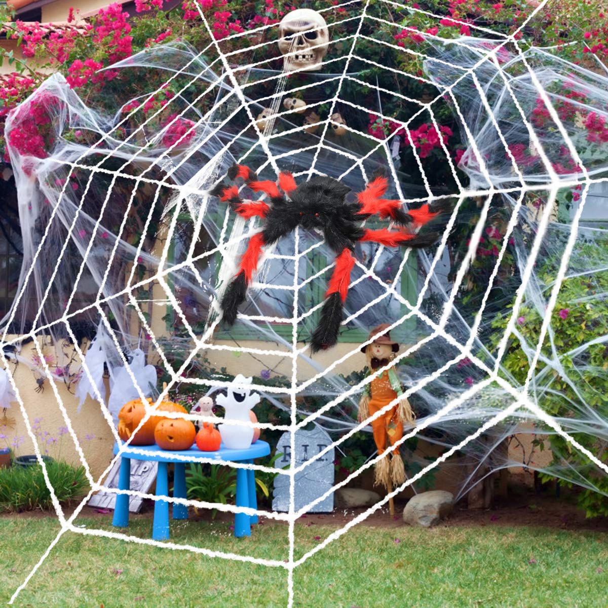 White Spider Web Cobweb for Halloween Indoor Outdoor Home Decorations