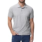 MIER Polo Shirts for Men Cotton Short Sleeve Golf Tennis Collared Shirt for Casual Work Travel, 3 Buttons, Ultra Soft