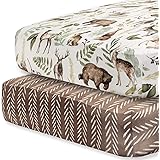 Pobibaby - 2 Pack Premium Fitted Baby Boy Crib Sheets for Standard Crib Mattress - Ultra-Soft Cotton Blend, Safe and Snug, an