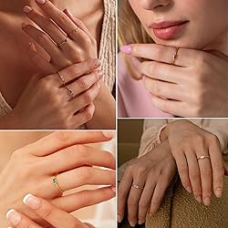 RLMOON Gold Birthstone Rings for Women Non Tarnish