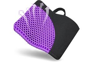 Gel Seat Cushions for Long Sitting, Double Thick Cooling Seat Pads for Back Sciatica Tailbone Pain Pressure Relief with Non-S