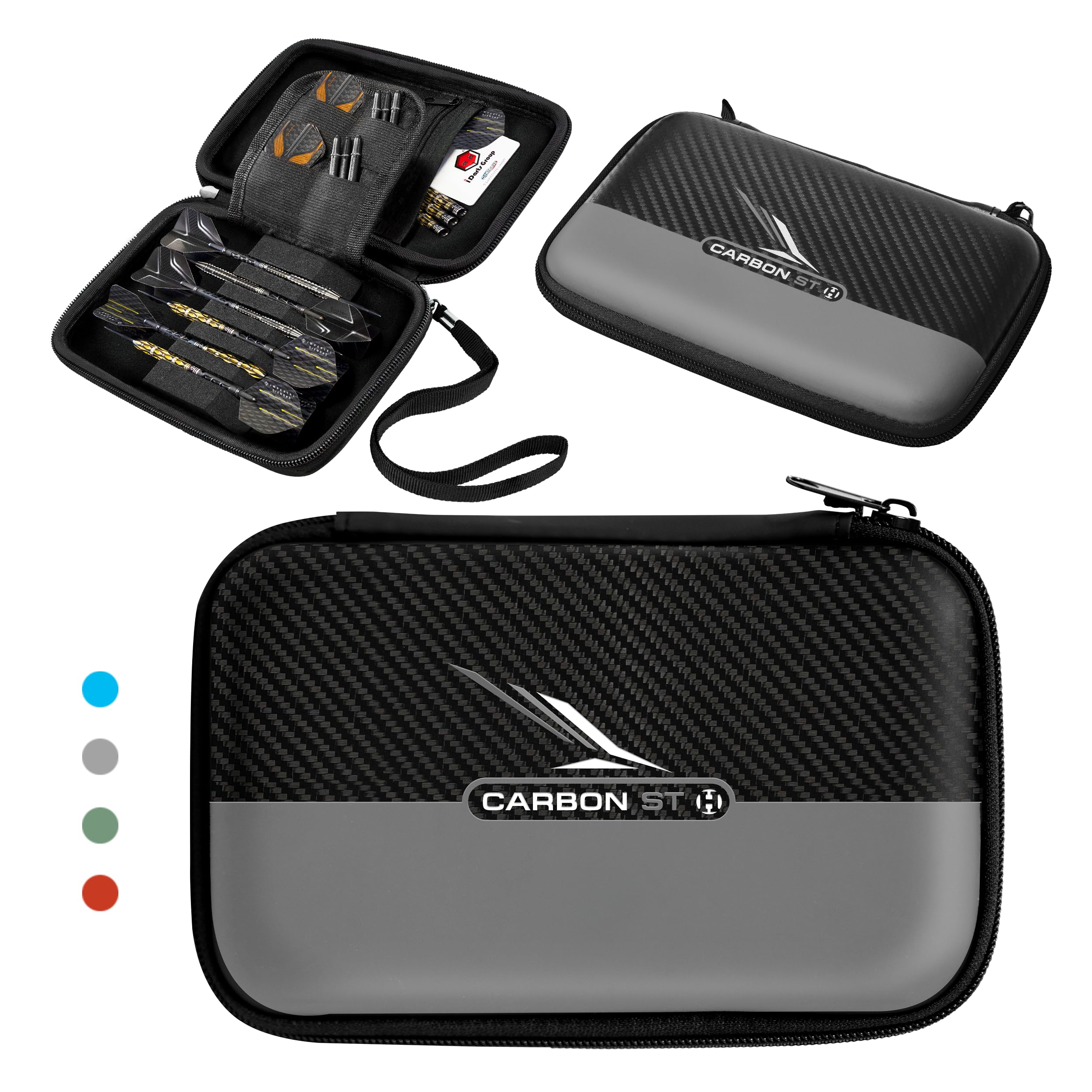 Harrows Darts Case Carbon ST Pro 6 | Dart Case Darts Holder I Darts Case Holds 6 Darts | Protective EVA Material | Darts Accessories I Holds 6 Darts Fully Assembled and Darts Accessories I Black Grey