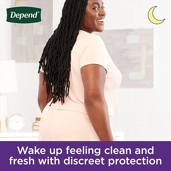 DEPEND NIGHT DEFENSE ADULT INCONTINENCE & POSTPARTUM BLADDER LEAK UNDERWEAR FOR WOMEN, DISPOSABLE, OVERNIGHT, EXTRA-LARGE, BLUSH, 20 COUNT, PACKAGING MAY VARY