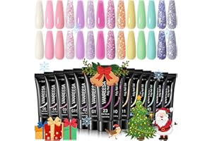 VANREESA Poly Extension Gel Nail Kit, Poly Nail Gel Kit 14 Colors Builder Nail Gel Kit Poly Nail Gel Colors Kit Nail Art Design Christmas Beauty Gifts for Women DIY at Home