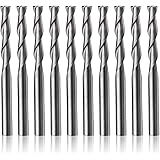 HQMaster CNC Router Bits 1/8" Shank CNC Bit End Mill Flat Nose Carbide Endmill Two Flute 3.175mm Spiral Upcut Milling Cutter 