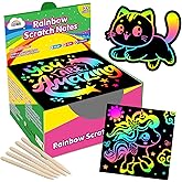 ZMLM 165 Rainbow Scratch Paper Art Mini Notes - Stocking Stuffers for Kids | Arts Crafts Supplies Ages 4-12 Toy Mess Free Classroom Prizes School Activity Bulk Christmas Birthday Party Gifts Travel Game