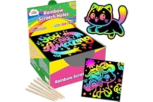 ZMLM Rainbow Scratch Mini Art Notes - 165 Magic Paper Pads Cards Sheets for Kids Black Crafts Arts DIY Party Favor Supplies K