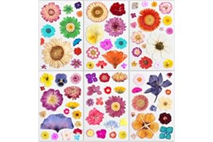 KFPPLXQ 360 Pcs Pressed Flower Stickers 20 Sheets Dried Floral Decorative Sticker for Resin Cute Scrapbook Stickers Journaling Sticker for DIY Journal Notebook