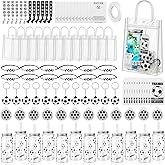 Tiangrid 97 Pcs Soccer Party Favor Set, Plastic Bottles Adjustable Bracelet Folding Mirror Brushes Rubber Keyrings Hair Ties Motivational Cards Gift Bag Tag for Season Sport Supply Suitable for 15+