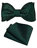GUSLESON Emerald Green Bow Tie Mens Silk Paisley