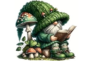 Gnome Stamped Cross Stitch Kits for Adults -Reading Embroidery Kits for Beginners Adults,11 CT Patterns Dimensions Counted Cr