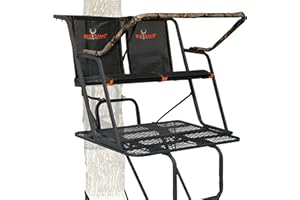 BIG GAME Striker XL Ladder Treestand 17.5 Foot Tall with Flip Back Seat, Padded Armrests, Deep Foot Platform, Ideal for Hunting and Shooting