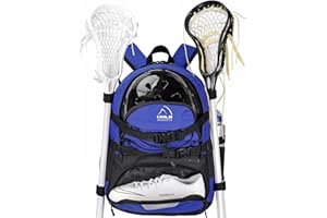 HMLIN OUTOOORS Lacrosse Bag with Two Sticks Holder,field hockey bag Separate Shoe Space with External Buckle Straps to Fix Helmet and Other Lacrosse or Field Hockey Equipment