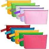 Sinzip 10 Pieces Cotton Canvas Makeup Bag with Bottom and Strap, Multi-Purpose Cosmetic Bag with Zipper Travel Toiletry Pouch, Blank DIY Craft Bag Pencil Bag (Multicolor 02, XS) (MN-WB07)