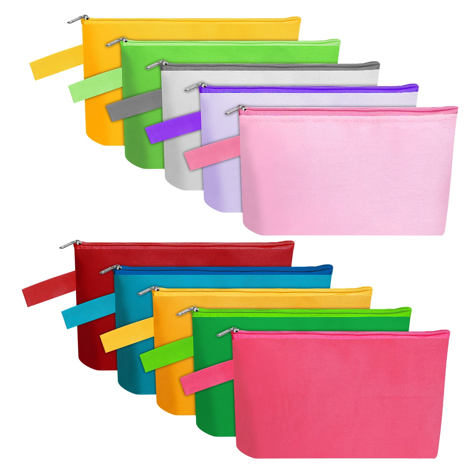 Photo 1 of Sinzip 10 Pieces Cotton Canvas Makeup Bag with Bottom and Strap, Multi-Purpose Cosmetic Bag with Zipper Travel Toiletry Pouch, Blank DIY Craft Bag Pencil Bag (Multicolor 02, XS) (MN-WB07)