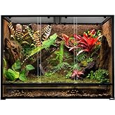 OiiBO 135 Gallon Reptile Terrarium, 48" x 18" x 36" Full Tempered Glass Vertical Reptile Tank,Front Sliding Door with Top Screen Ventilation Reptile Amphibian Tall &amp; Extra-Long Habitat Enclosure Cage