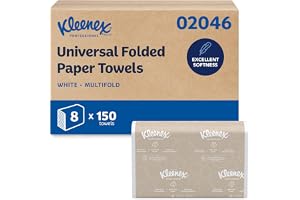 Kleenex Professional Multifold Paper Towels, Bulk, 8 x 150 Sheets (02046) | Universal, Premium Tier, Absorbency Pockets, Whit