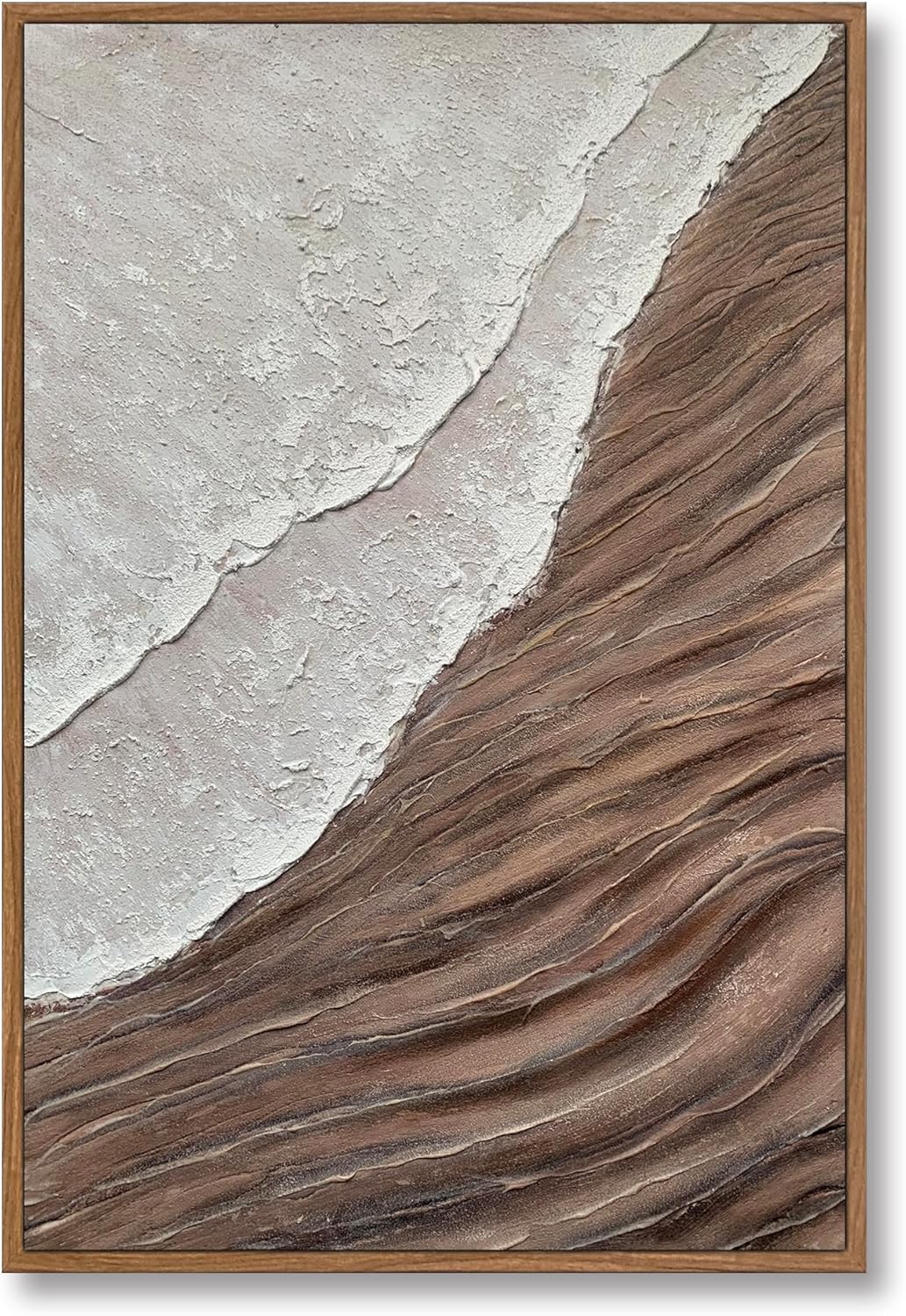 Paintings - Framed Coastal Wall Art Handmade Textured Seaside Landscape Paintings Beach Canvas Seascape Artwork for Living Room Office Bedroom Decor