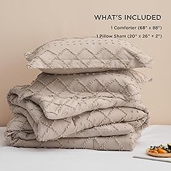 Bedsure Twin/Twin XL Comforter Set - Warm Tan Boho