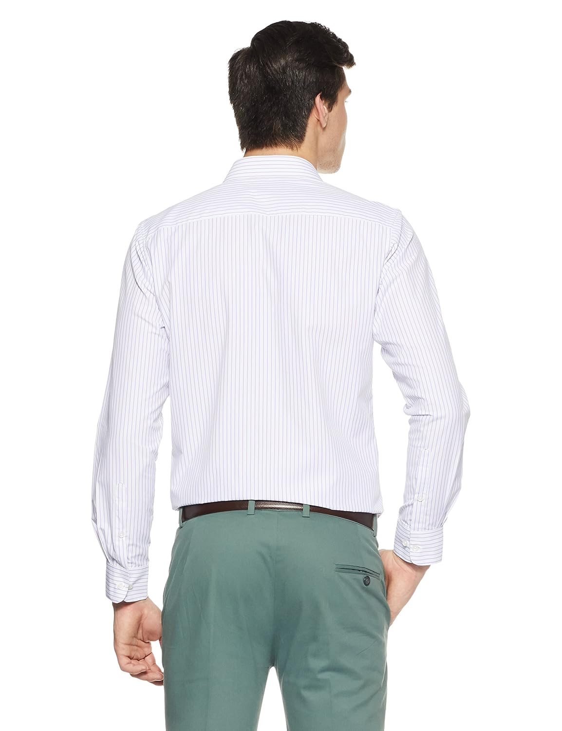 peter england men's striped slim fit formal shirt