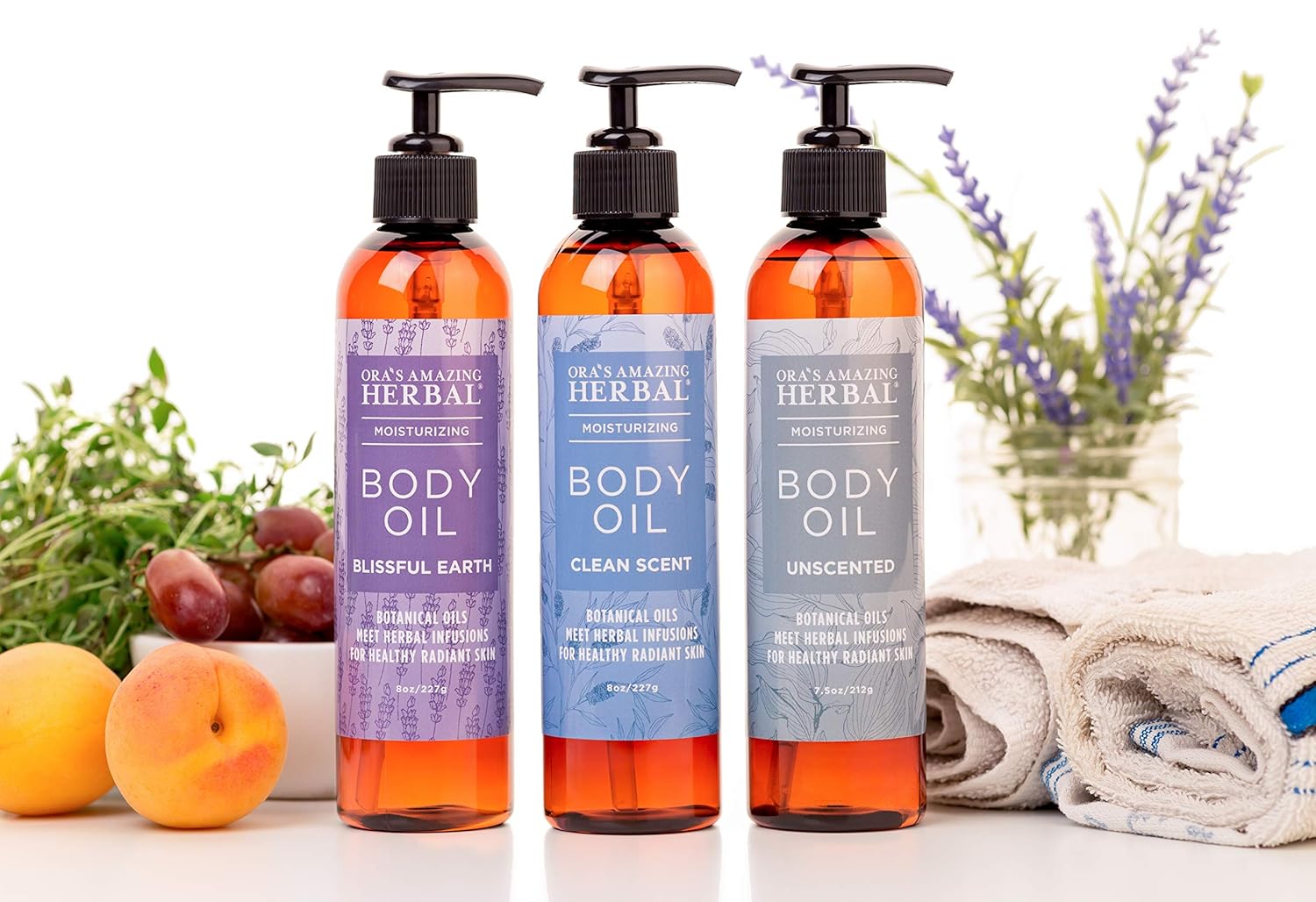 Body Oil for Women, After Shower Body Oil, and Bath Oil For Relaxation, Grapeseed Oil For Skin, Blissful Earth Essential Oil Scent with Lavender Vetiver and Clary Sage, Skin Care Oil, Ora's Amazing Herbal : Beauty
